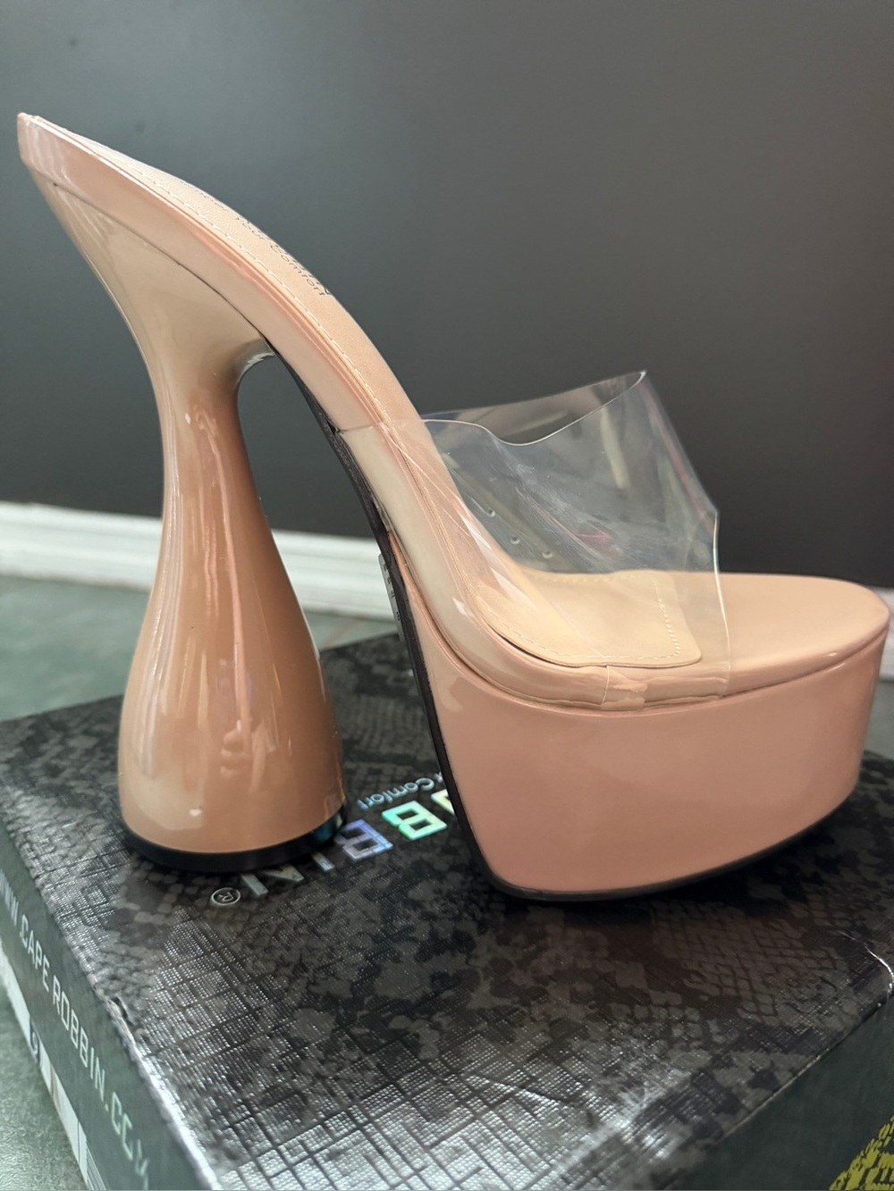 Women's Open Toe Chunky Platform Mules Clear Strap Sky High Heels-  Cape Robbin